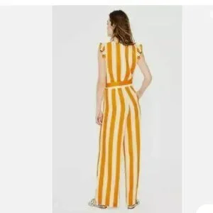 Boden Pants Jumpsuits Boden Jumpsuit Mustard Yellow Striped Mila Wide Legged Linen Women Size 6 Poshmark
